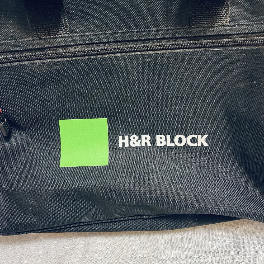 H&R Block Logo Computer Travel Shoulder Bag Document /Briefcase Side Pockets