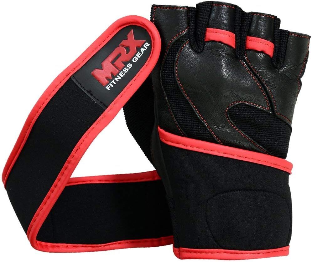 Weight Lifting Gloves Leather Workout Gym Exercise Training Wrist Support Strap