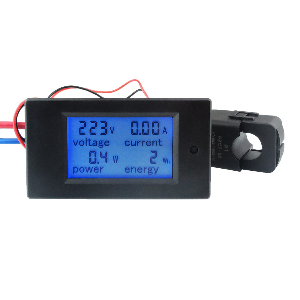 100A AC Digital LCD Current Energy Watt Kwh Panel Meter Ammeter Voltmeter + CT