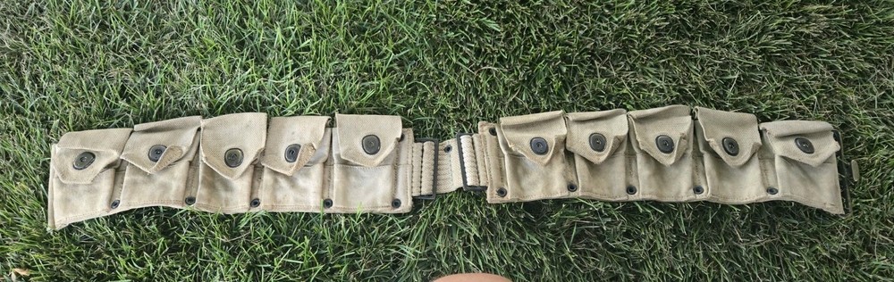 ORIGINAL WWI WWII US ARMY M1903 INFANTRY COMBAT FIELD 10 POCKET AMMO BELT-