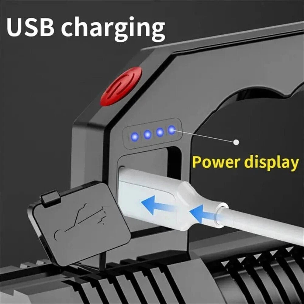 9000000 Lumens Super Bright LED Flashlight Tactical Rechargeable LED Work Lights