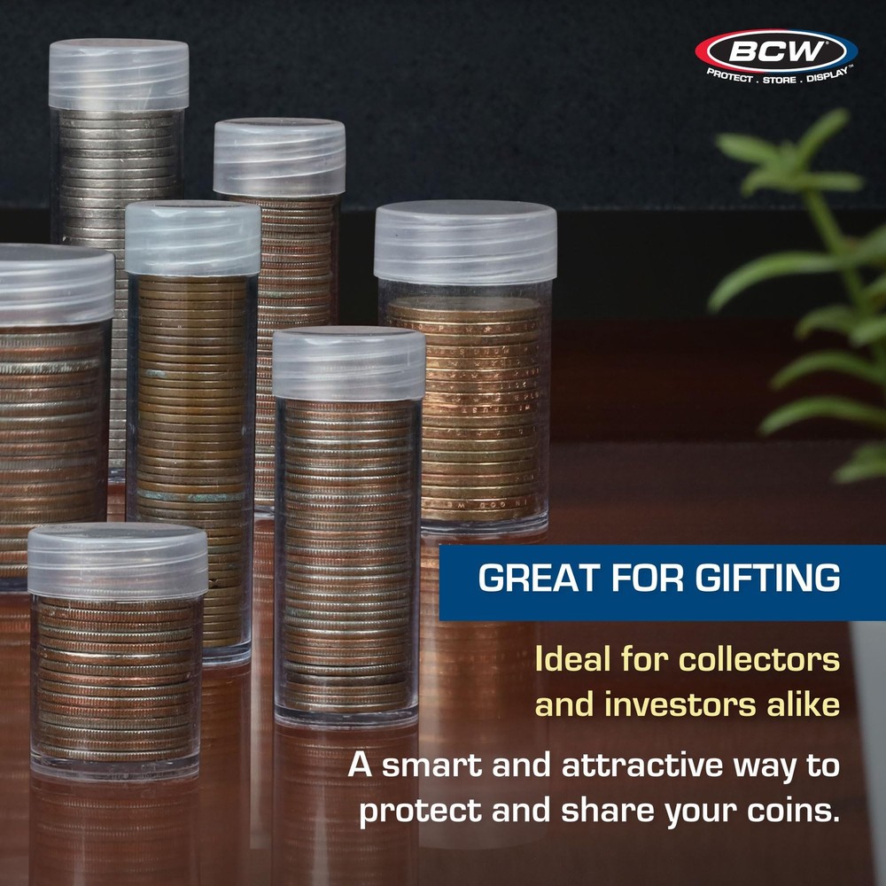 BCW Coin Tubes for Silver Dollars - 10 Pack | Holds "Eisenhower"