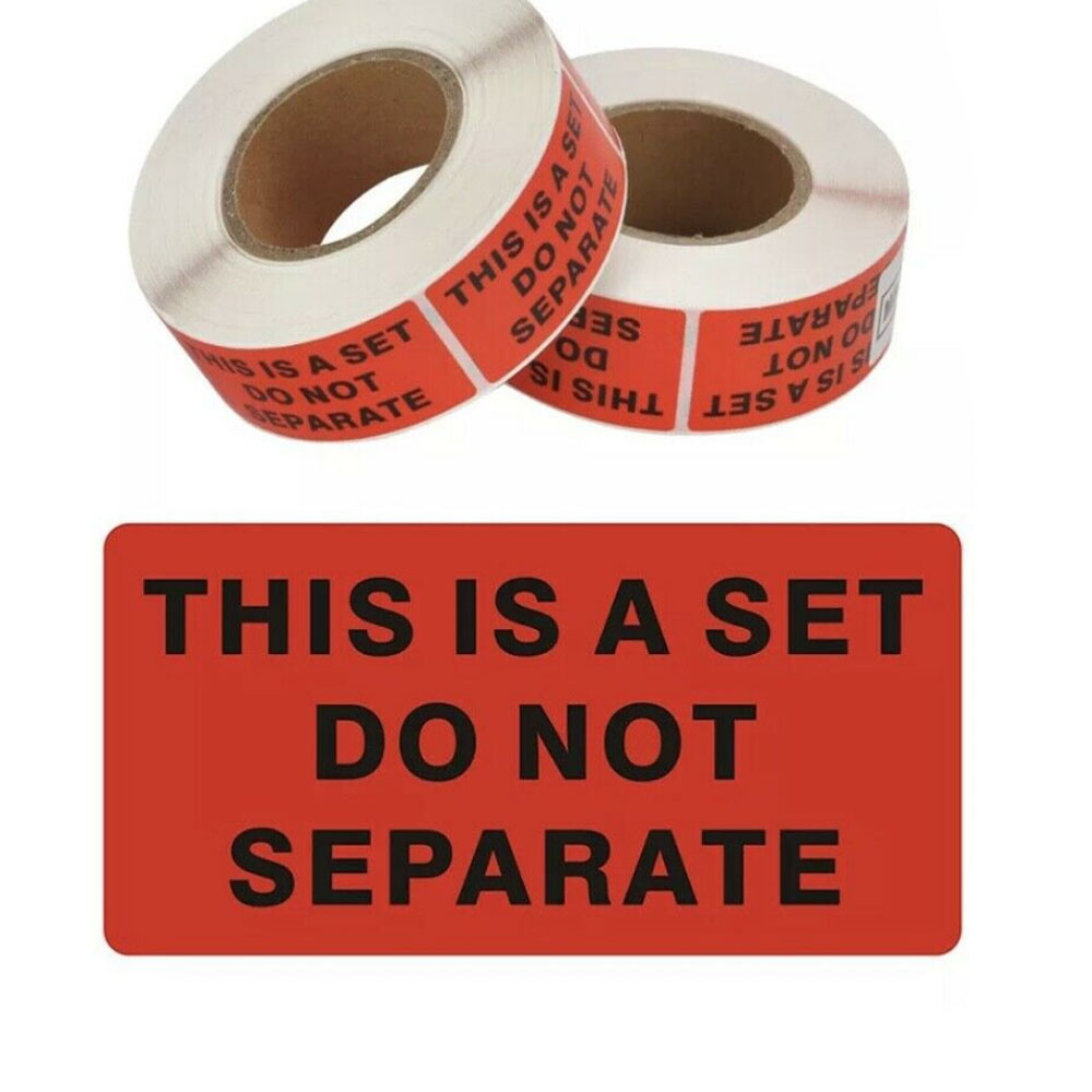 Packaging Label 1"x2" Red Warning Stickers "This Is a Set Do Not Separate Labels