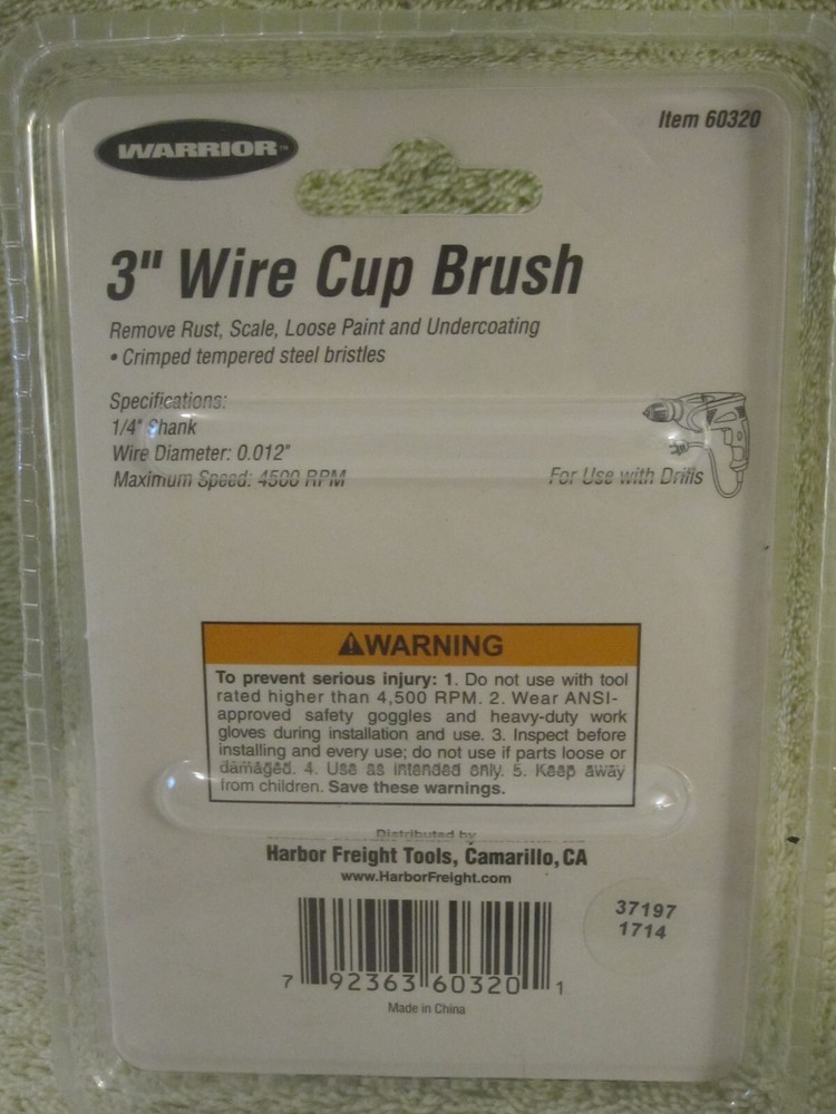 New. 3" Wire Cup Brush W/ 1/4" Shank