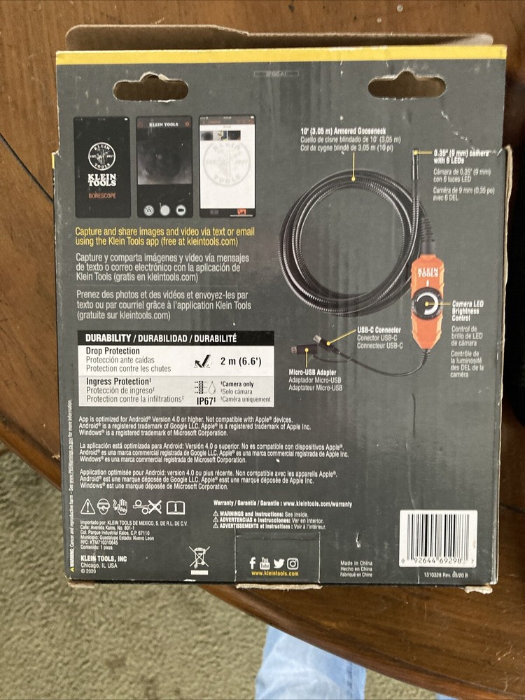 BRAND NEW Klein Tools ET16 Borescope Camera for Android Device