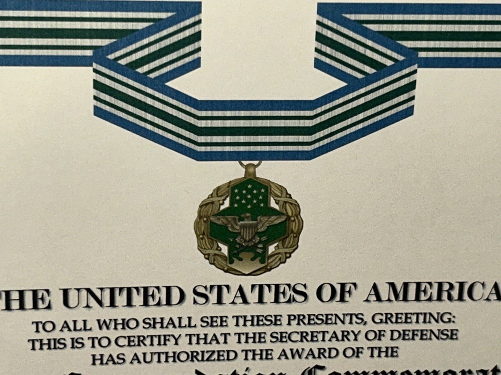 JOINT SERVICE COMMENDATION MEDAL COMMEMORATIVE CERTIFICATE ~TYPE-2 w/PRINTING