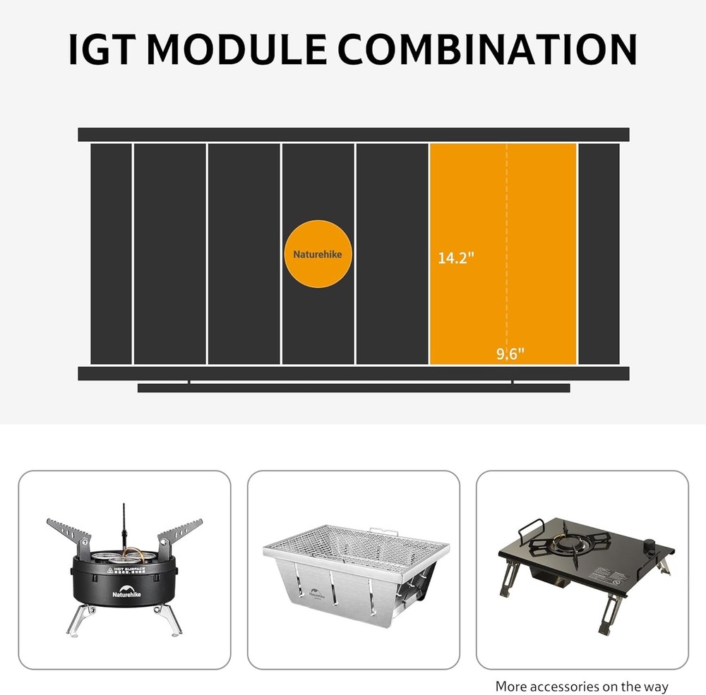 Upgraded IGT Camping Table Height Adjustable IGT Cook System Folding Portable