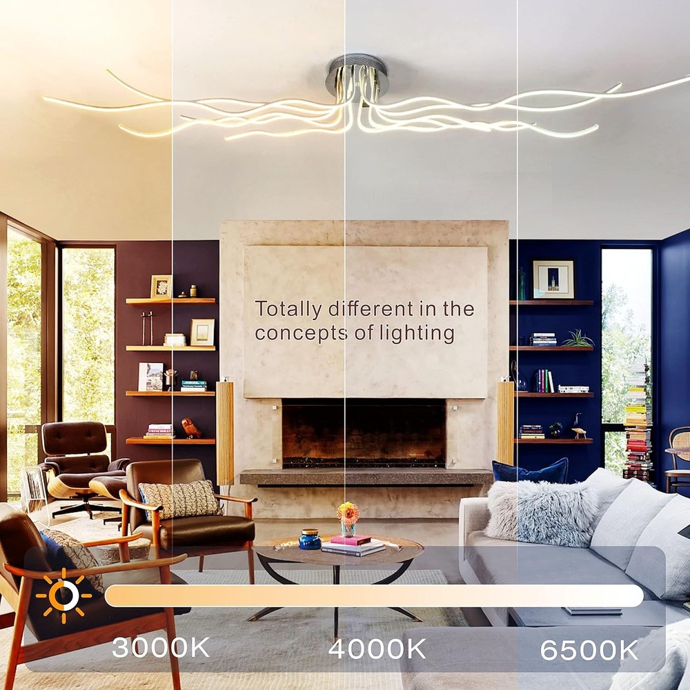 Modern LED Ceiling Lamp,Dimmable Aluminium Chandelier with Remote Control