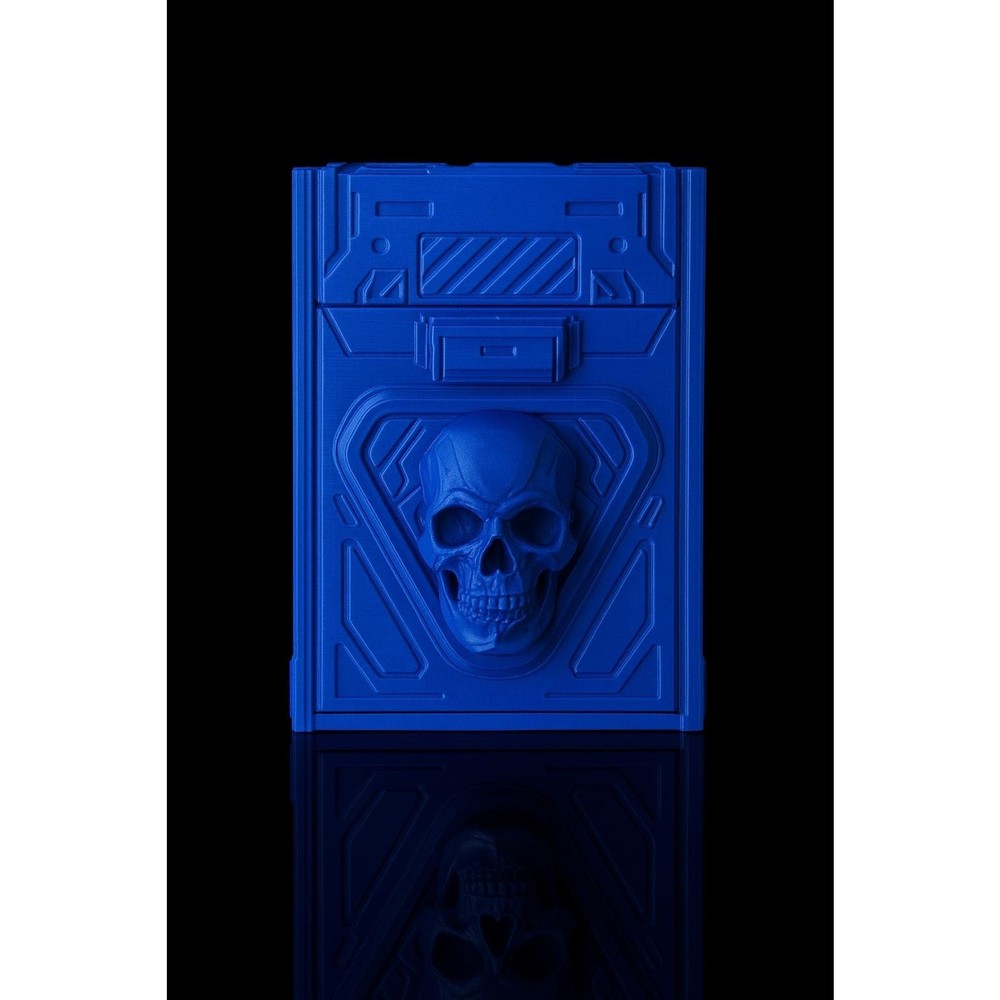Core Decay Deck Box, futuristic skull sci-fi design, dice tray