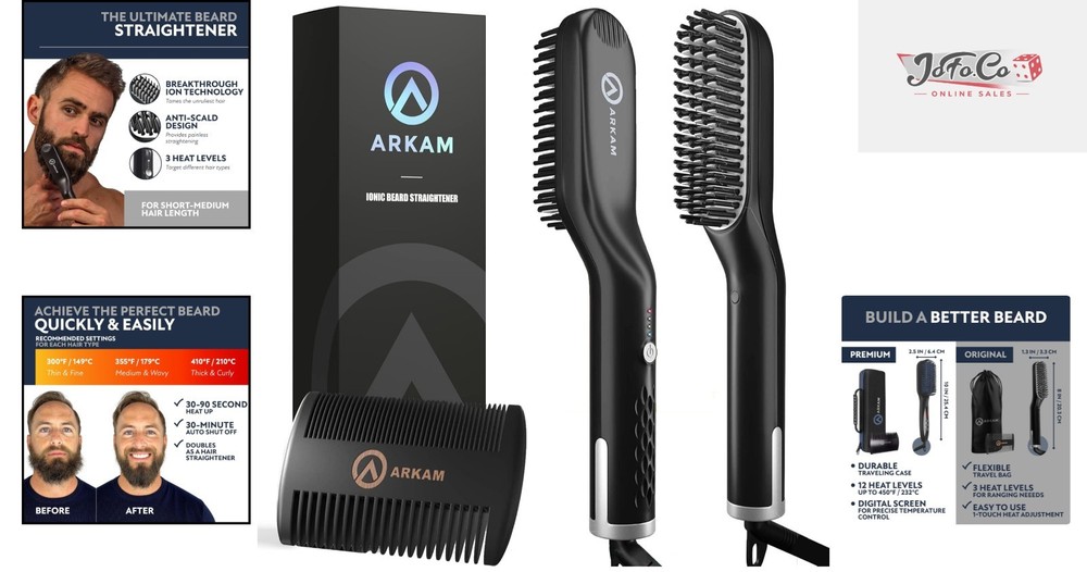 Stylish & Efficient Beard Straightener Brush - Perfect for Medium Length Beards