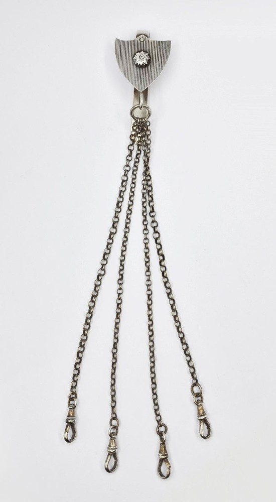 19TH CENTURY DUTCH SOLID SILVER QUADRUPLE CHATELAINE c1890