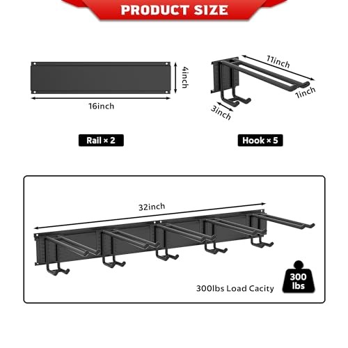 Ski Rack, Wall Mounted Ski Storage for Garage Storage Organizer System, 10