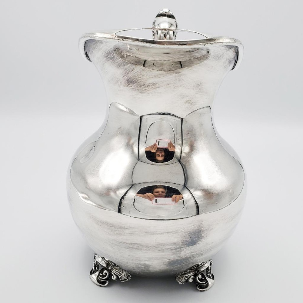 Poole Old English Silver Plated Water Pitcher Baroque Handle