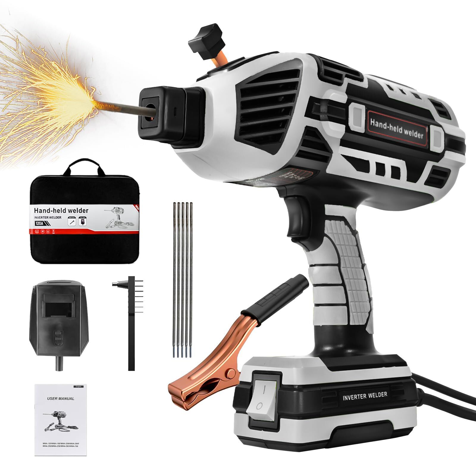 TRQWH 120A Portable Handheld ARC Welder Kit, 110V Stick Welding Machine