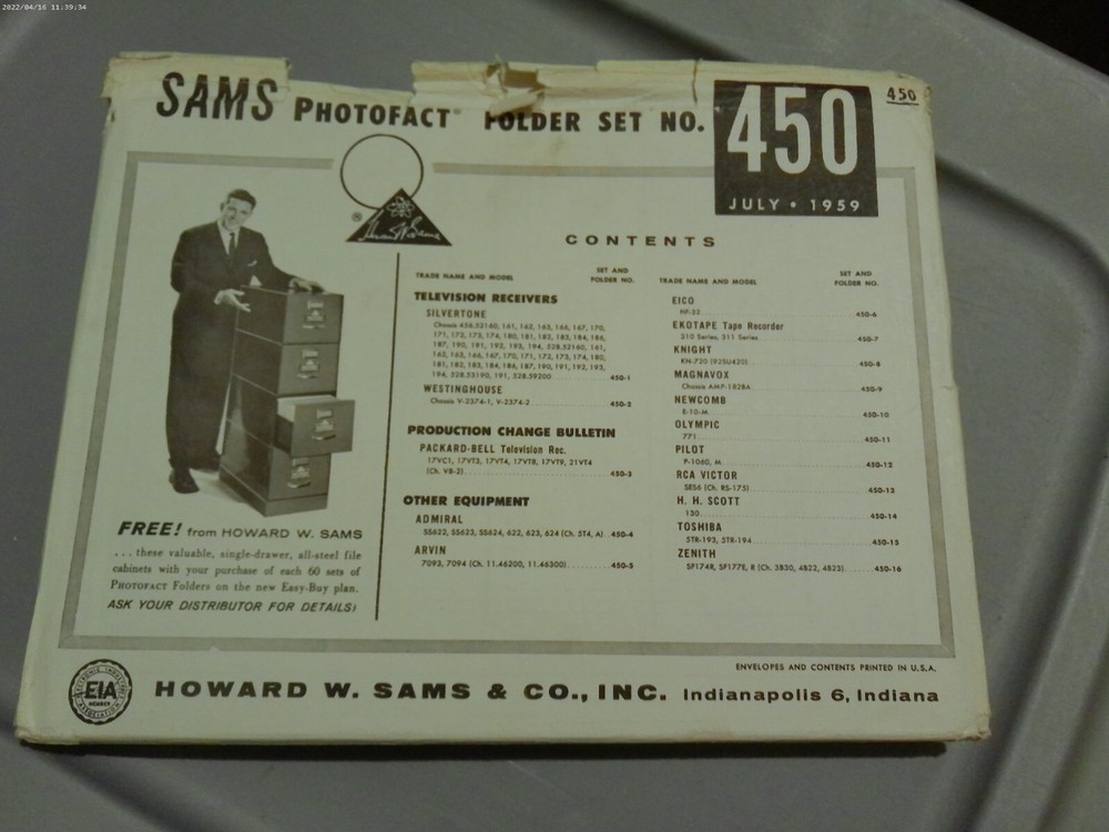 SAMS PHOTOFACT FOLDER SET NO.450