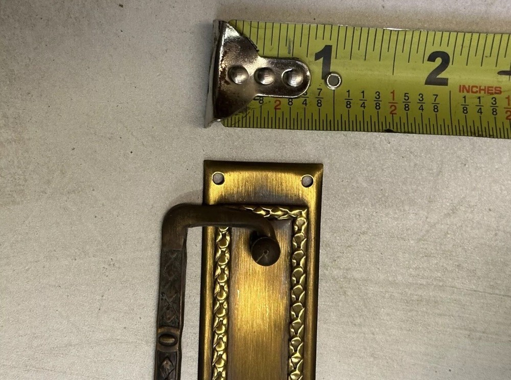 (2) Antique Escutcheon Brass Drawer Drop Handle Pulls w/Backplates