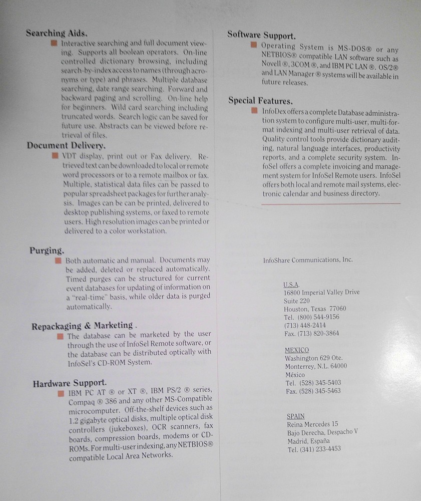 1989 Infosel Press Kit -Introducing Infodex multi-media database for journalists