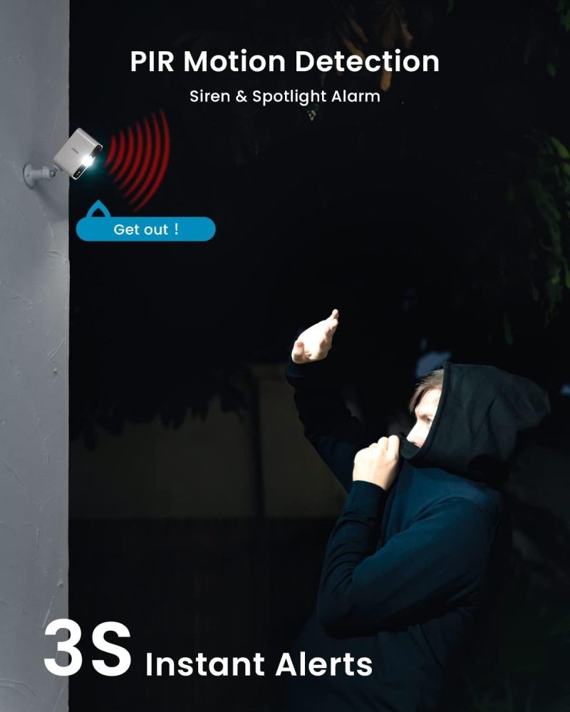 ieGeek 2K 3MP Security Camera 4 Camera Kit Wireless Spotlight/Siren Night Vision