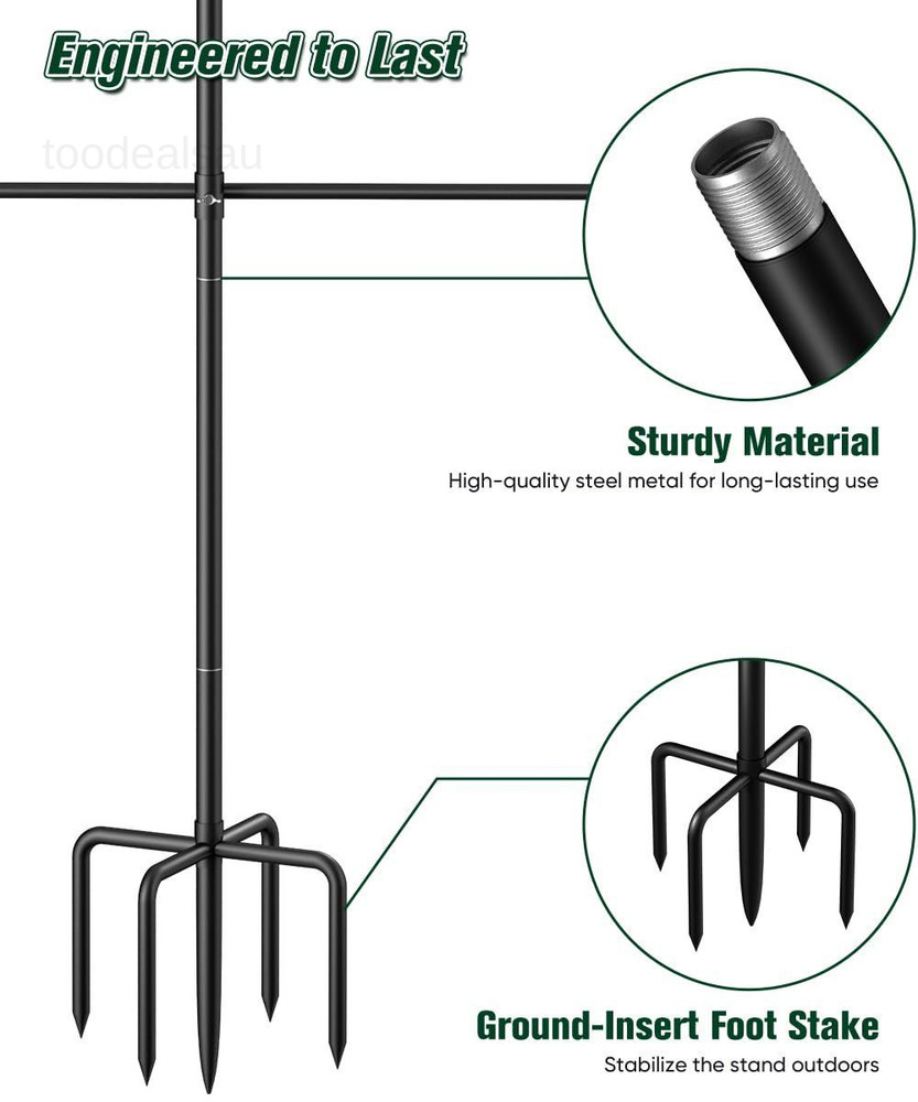 Adjustable 5-Prong Base Shooting Target Stand, Portable Medium, Black