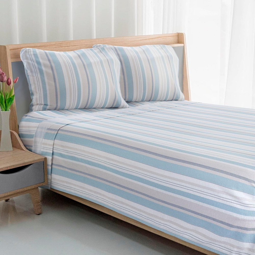 King Cotton Flannel Pajama Stripe Sheets - Soft & Cozy Set