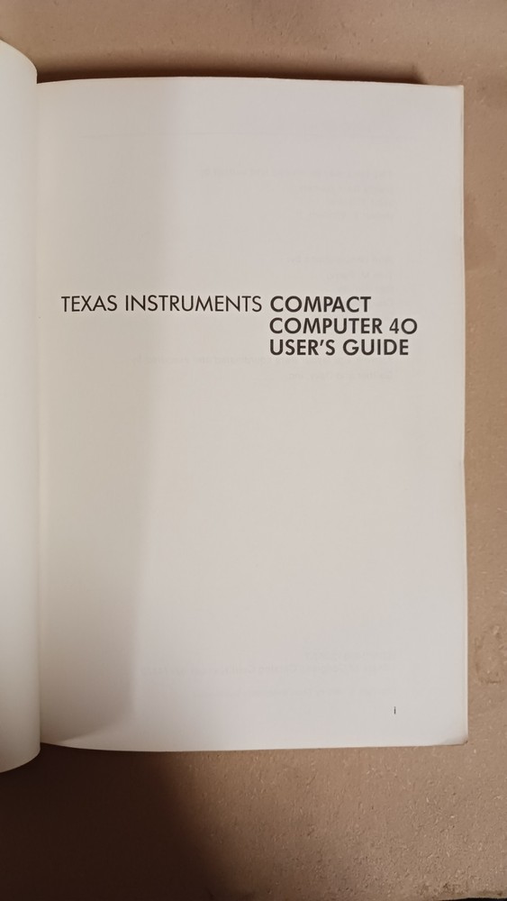 Texas Instruments Compact Computer 40 User's Guide