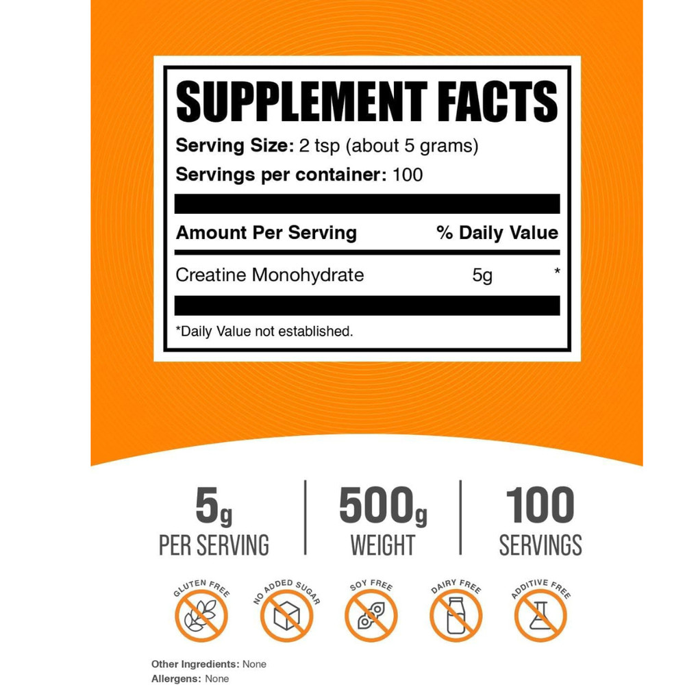BulkSupplements Creatine Monohydrate (Micronized) Powder - 5g per Serving -