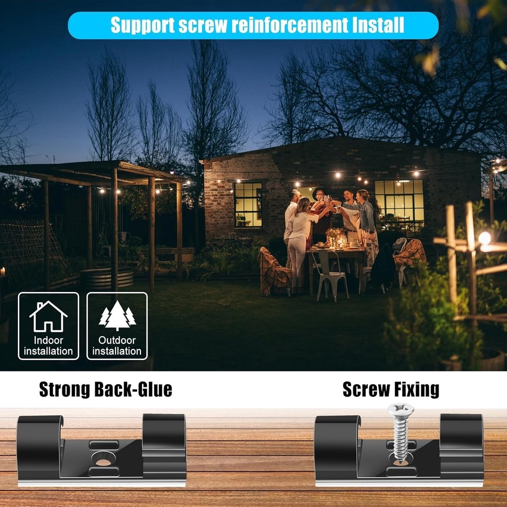 50Pcs Medium Self Adhesive Cable Clips Black,Wire Clips Cable Management Wire Or