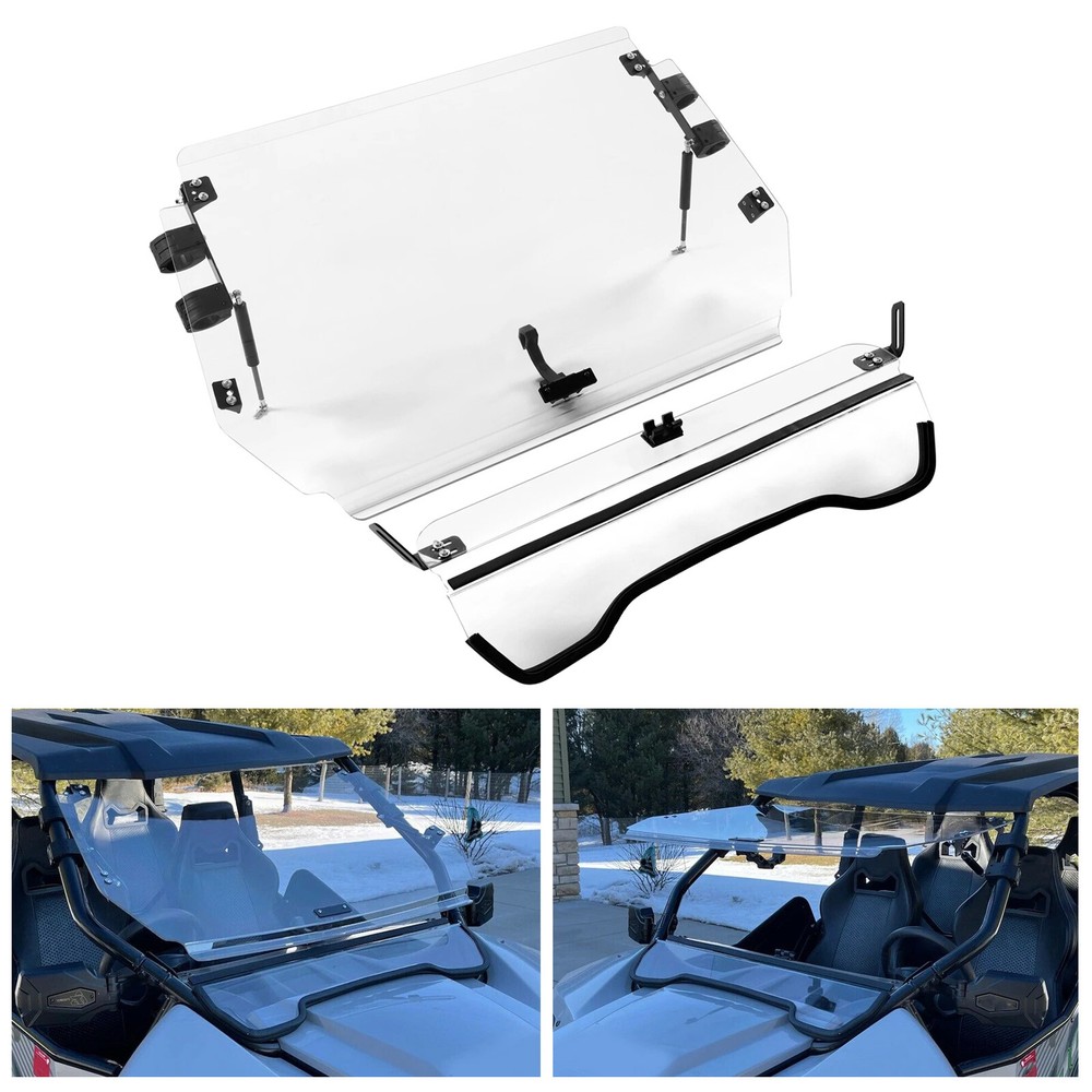 2-IN-1 Flip Front Windshield Scratch Resistant For Arctic Cat Wildcat 4 1000