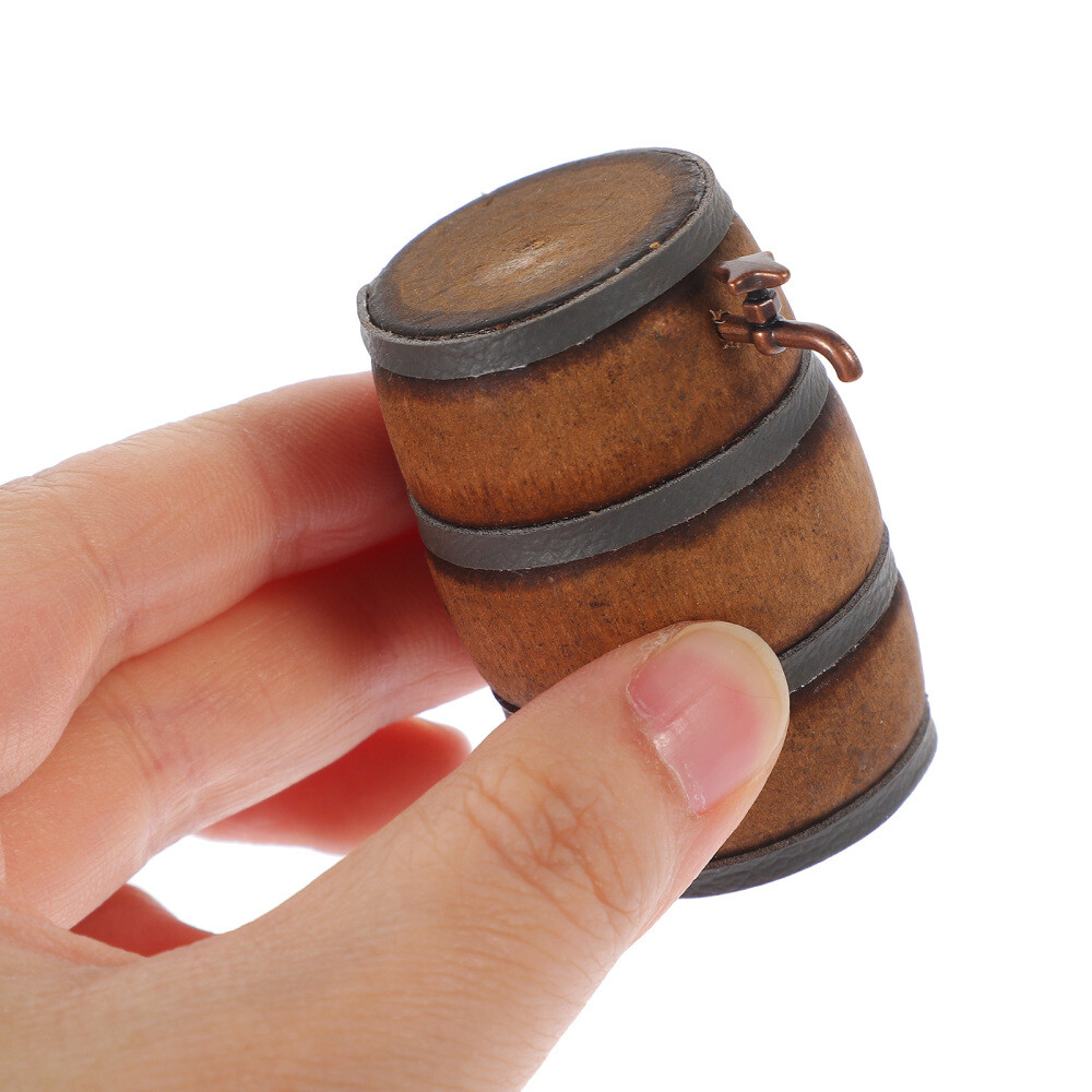 Mini Wine Barrel Set Miniature Restaurant Accessories Tiny House