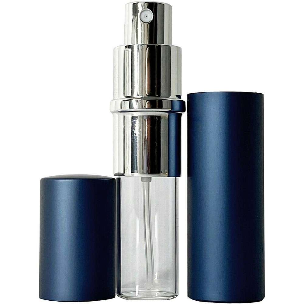 10ml 0.34oz empty perfume glass spray deluxe bottles silver atomizer blue casing