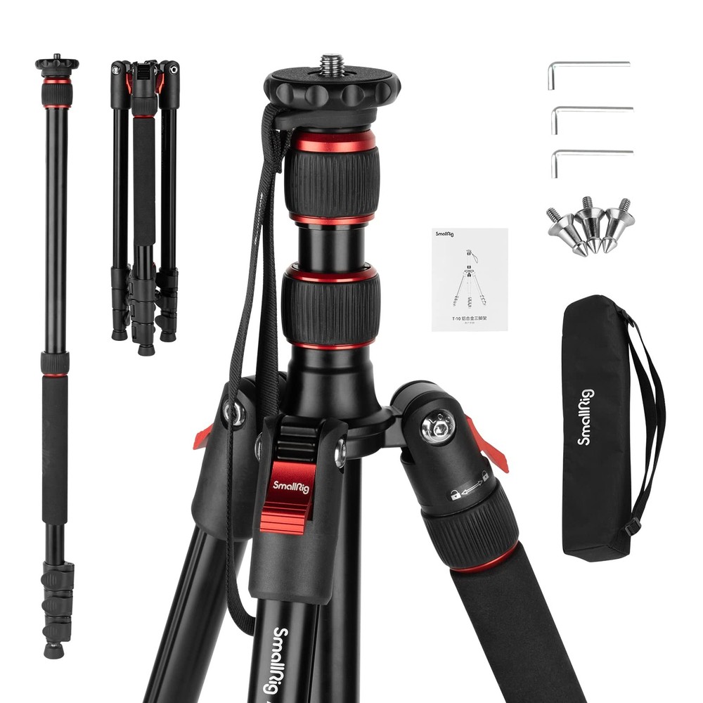 SmallRig 68 Camera Tripod, Foldable Aluminum Tripod & Monopod, Compatible with