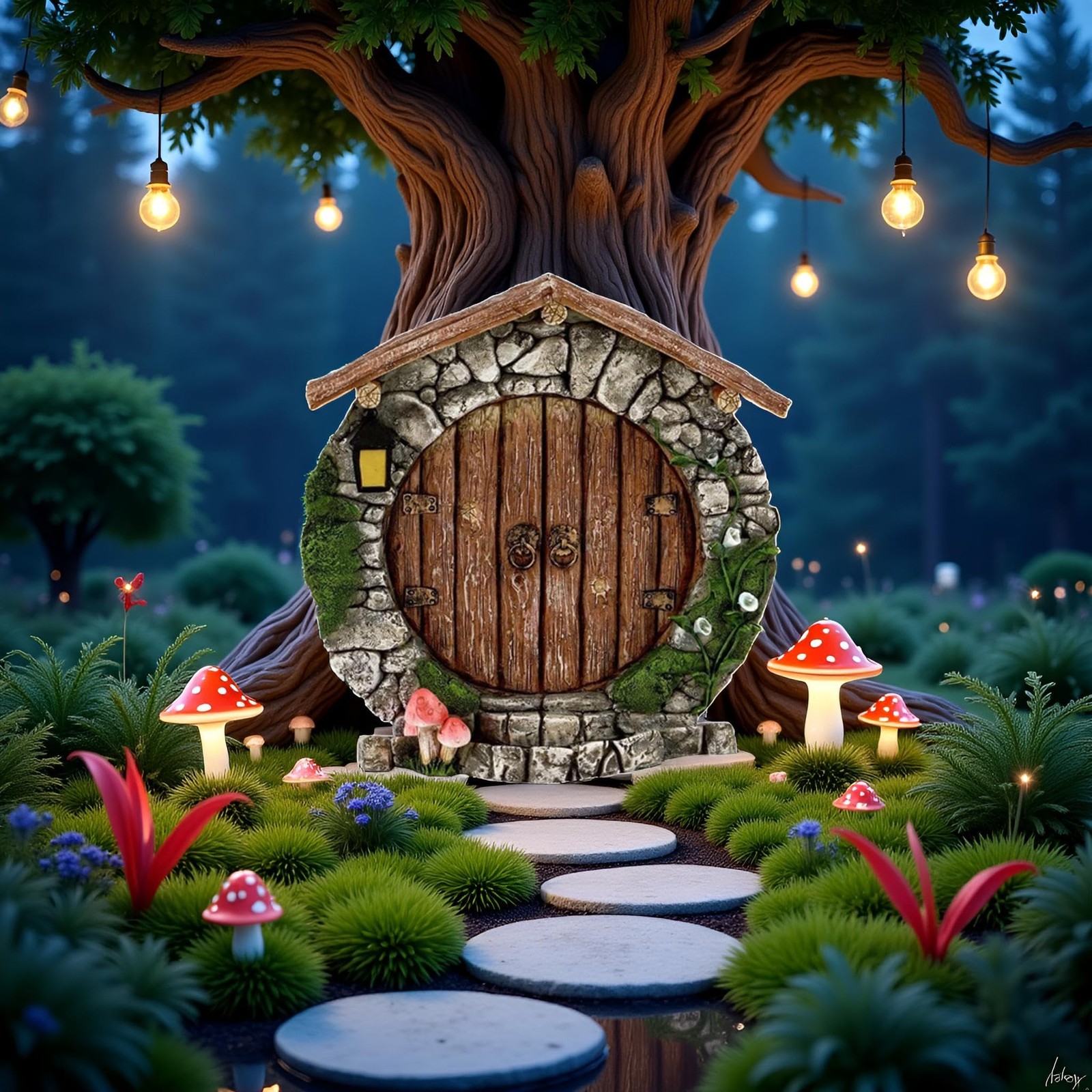 Brown Fairy Gardens Doors and Windows for Trees Mini Fairy Statues Wall
