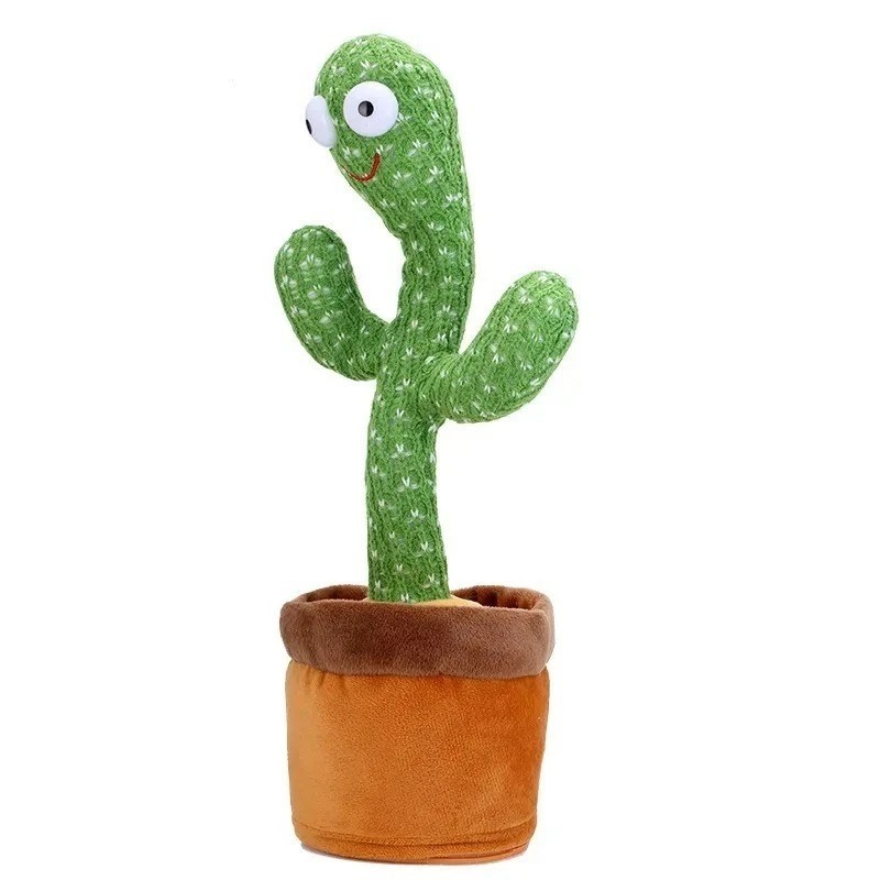 Dancing Cactus Repeat Talk Sing Glow Interactive Plush Toy for Kids.