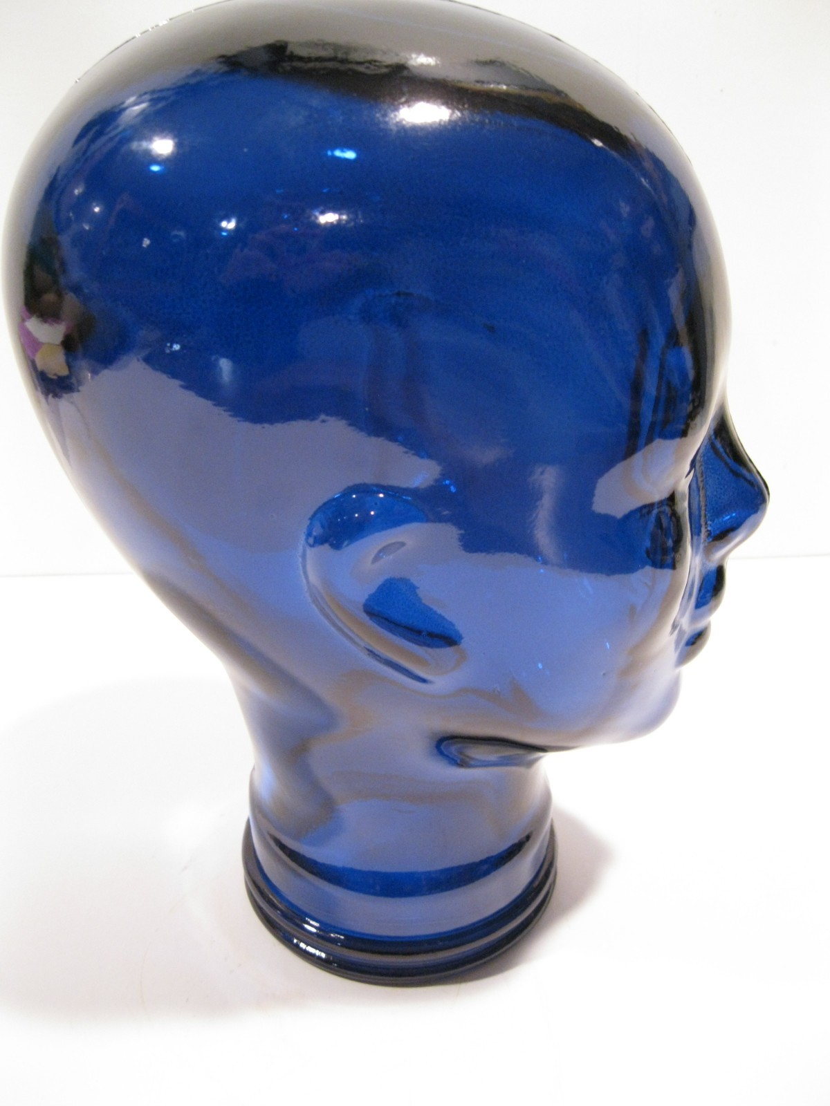 Glass Head Classic Blue, Life Size Mannequin Head for Decor, Display Hats, Wigs,