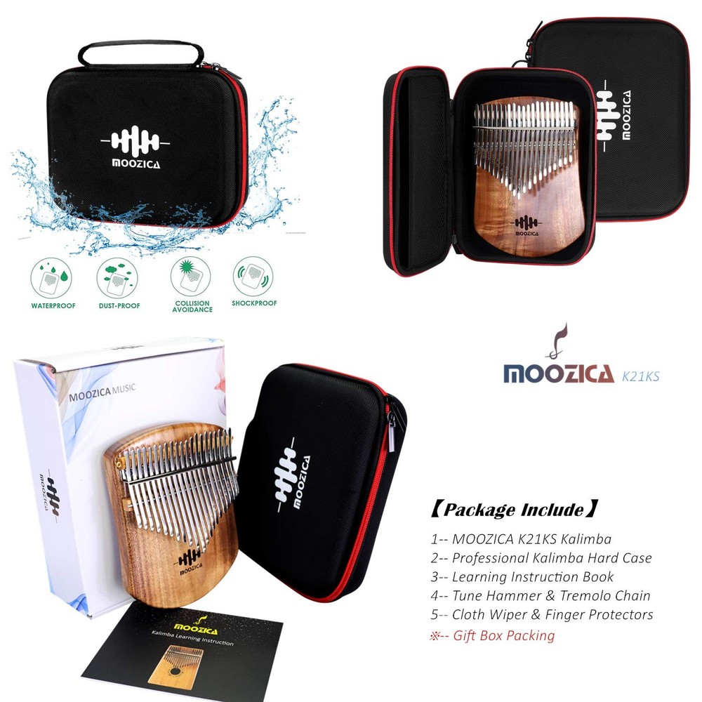 21 Keys Solid Koa Kalimba Thumb Piano, Single Solid Wood Flat-board Professio...