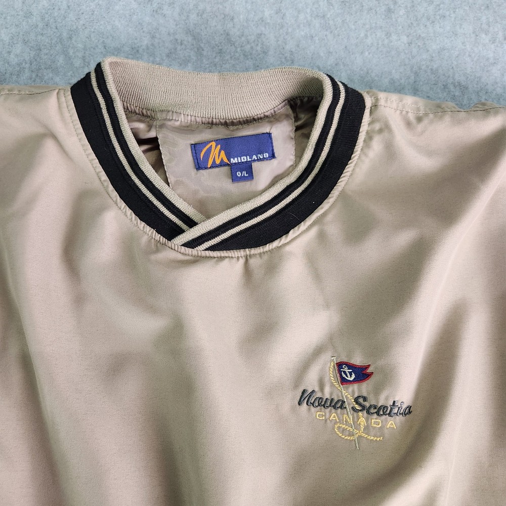 Midland Pullover Golf Windbreaker Jacket Beige G/L Polyester Nova Scotia Canada