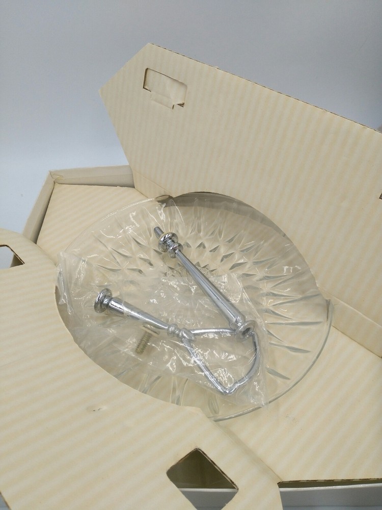 Anchor Hocking 3 Pc Tidbit Set serving Tray Crown Point Pattern