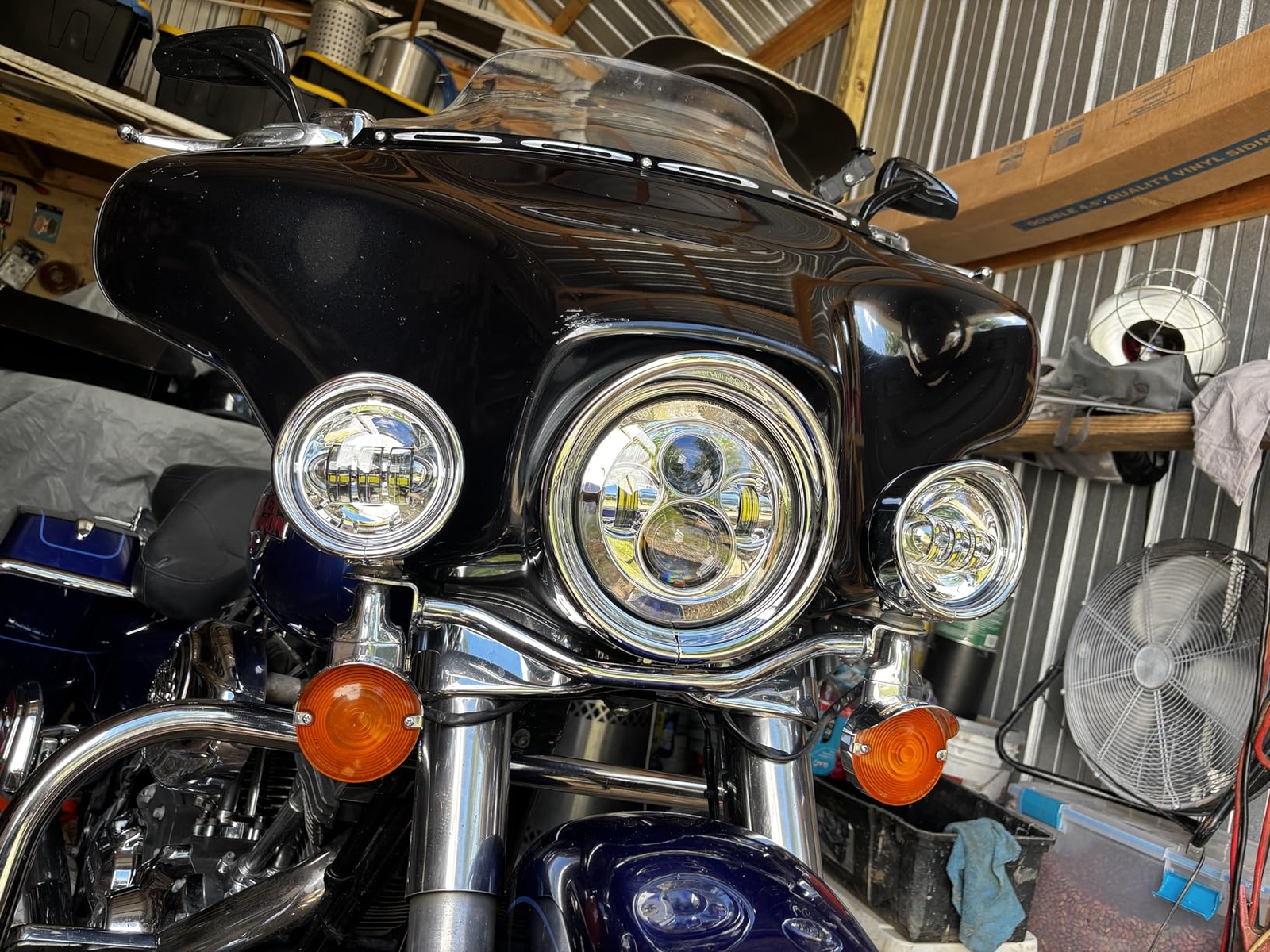 7Inch 140W LED Headlight Hi/Lo + 2Pcs 4.5Inch 80W Fog Light for Harley Davidson