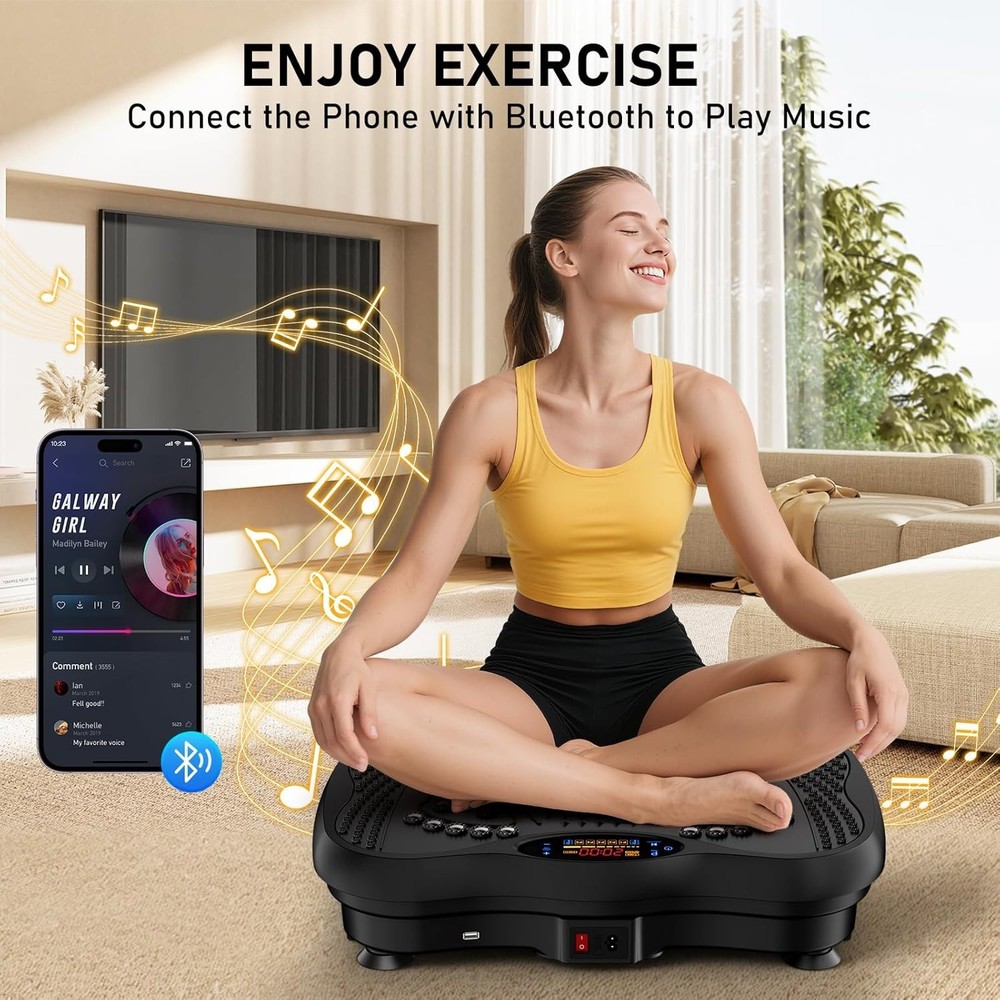 Compact Vibration Fitness Platform with Bluetooth Music Sync