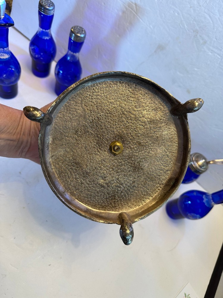 COBALT CUT TO CLEAR CONDIMENT, CASTER SET