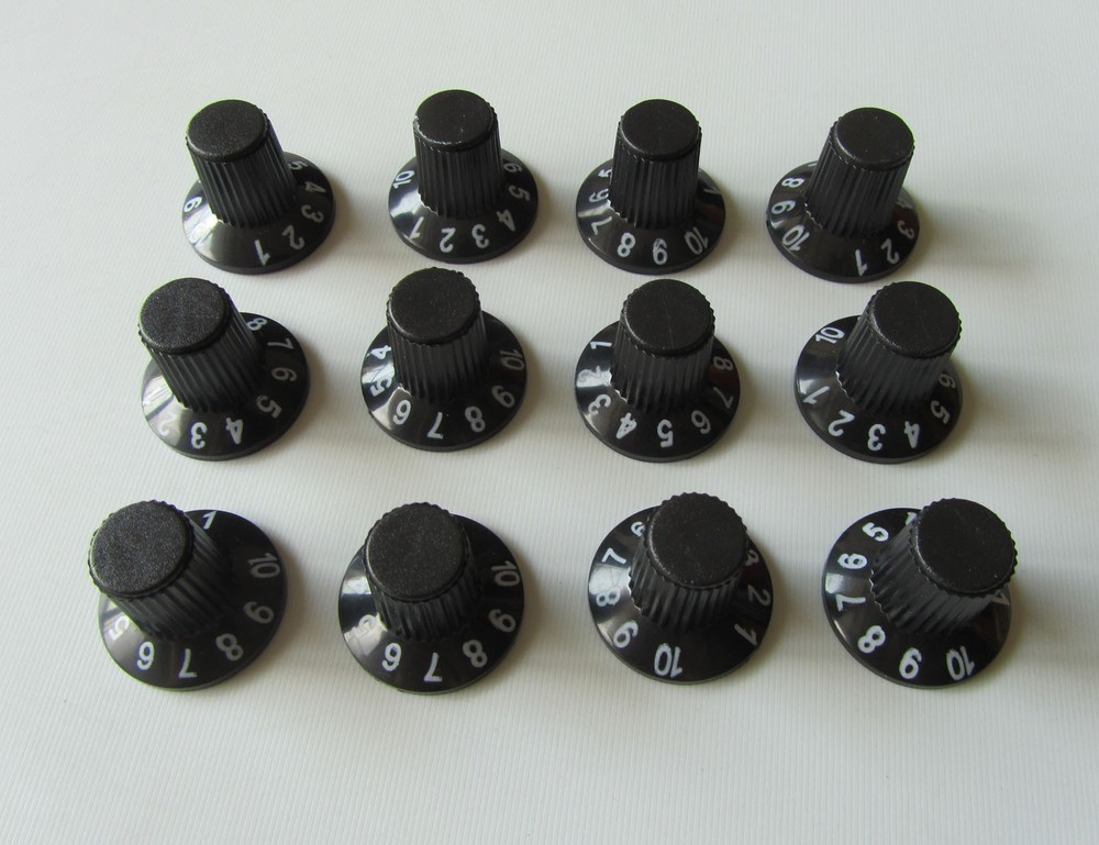 Pack of 12 Guitar Amplifier Knob AMP Knobs Black Skirted Amplifier  Knobs