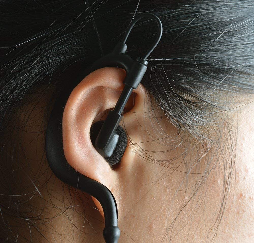 G Shape Soft Ear Hook Earpiece Headset 3.5mm Plug Ear Hook Listen Only Ham Ra...