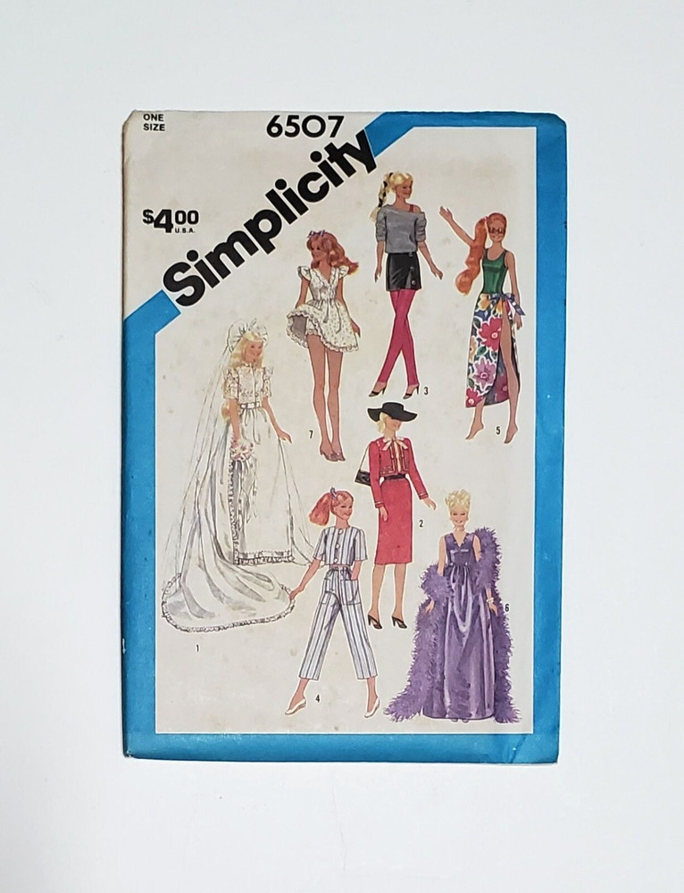 Simplicity Pattern 6507 for 11.5" DOLL such as Barbie UNCUT