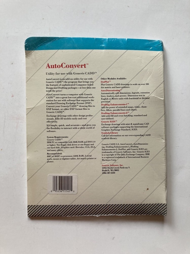 AutoConvert | Generic Software | 5.25" Floppy Disk | CADD | C5 Module | SEALED