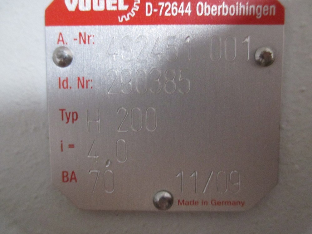Vogel 462451 001 Type H 200 Gearbox