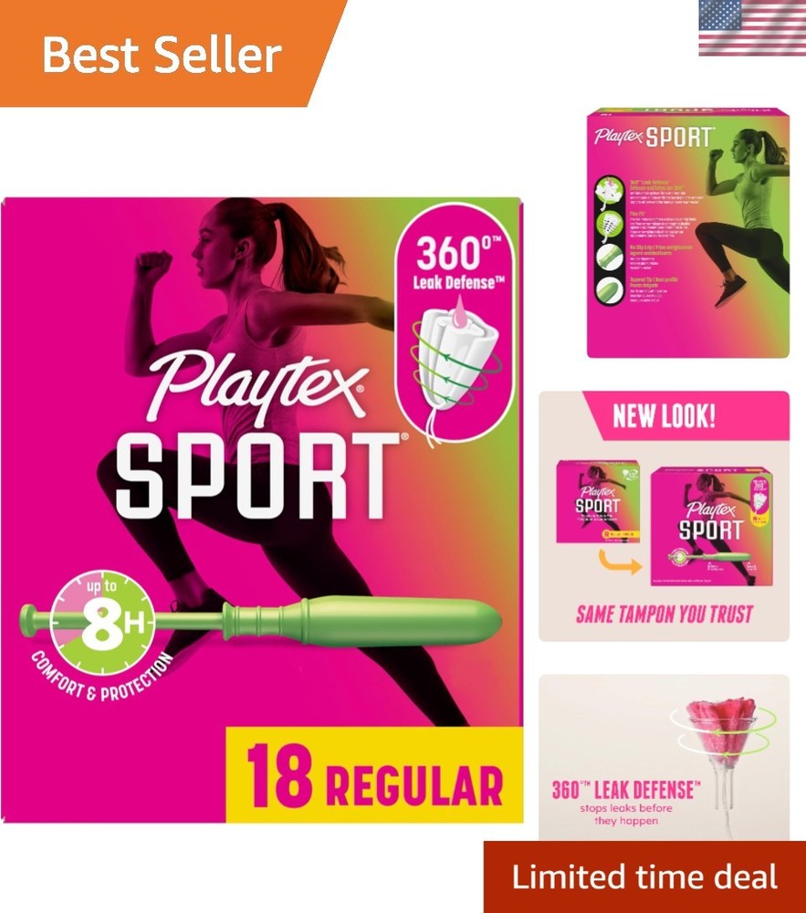 Comfortable Sport Tampons Regular Absorbency - Unscented, 18 Count for Athletes
