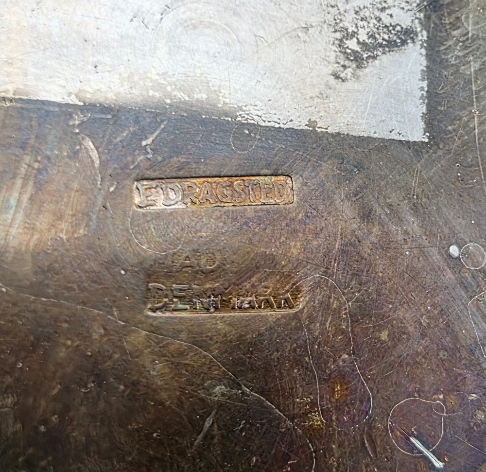 Vintage E. Dragsted Silver Plated Green Enamel Bowl - Denmark