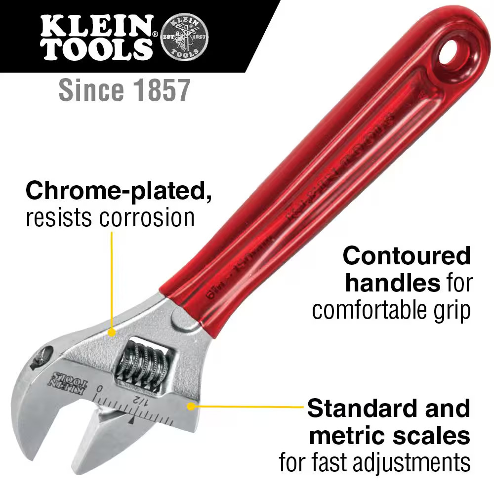 15/16 In. Extra Capacity Adjustable Wrench with Plastic Dipped Handle