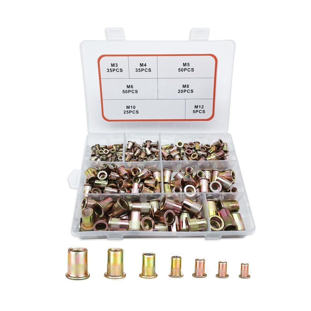 Metric Rivet Nut Kit, 220PCS Rivet Nuts Assortment Kit, Rivnut Kit, Nutsert K...