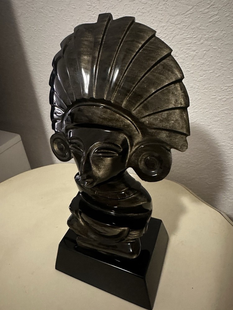 Vintage Obsidian Mayan Figure